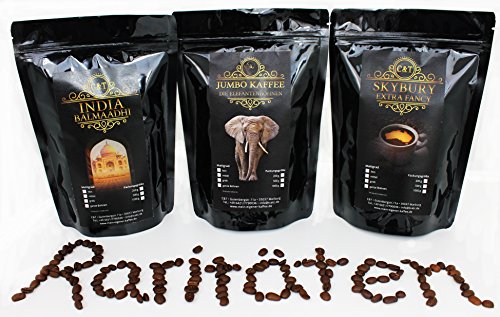 Set de Regalo . Rarezas de Café del Mundo (Jumbo-, Skybury,-India Balmahdi Café) (Fino Molido)