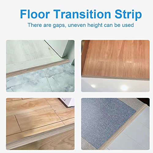 Floor Transition Strip Self Adhesive Laminate Floor Strip Threshold Seam Cover Strip Vinyl Door Floor Trim Elegant Wood Grain Design 2" Wide (6.6Ft Grey Wood Grain) #TOP3