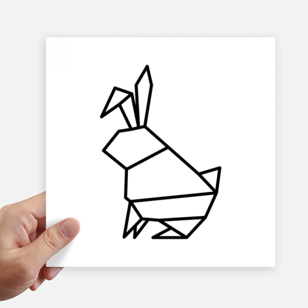 Autocollant carré lapin origami géométrique 20cm 4pcs