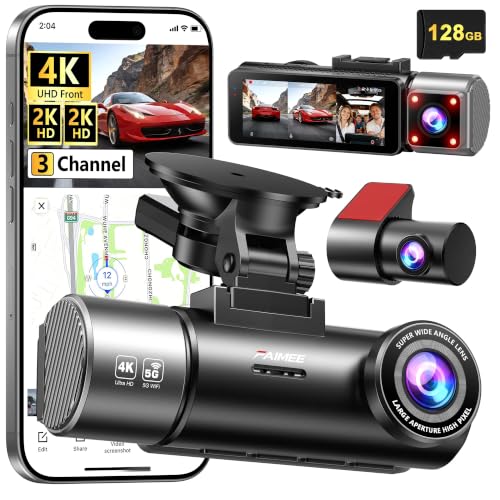 Image of FAIMEE 4K Dash Cam Front and Rear, Night Vision, WDR, Free Card Included