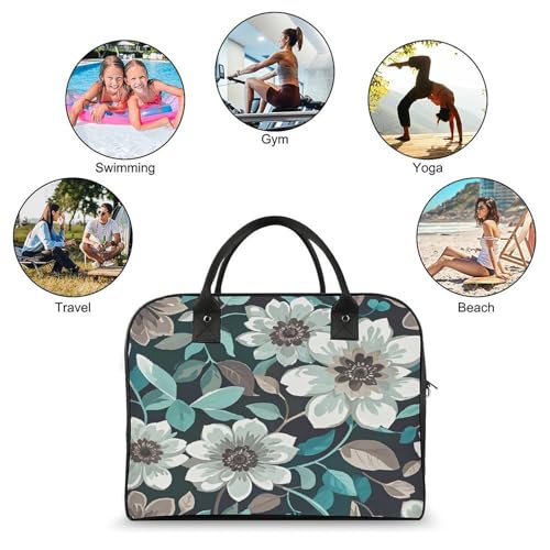 Maletín floral gris y blanco para laptop ligero miniatura 4
