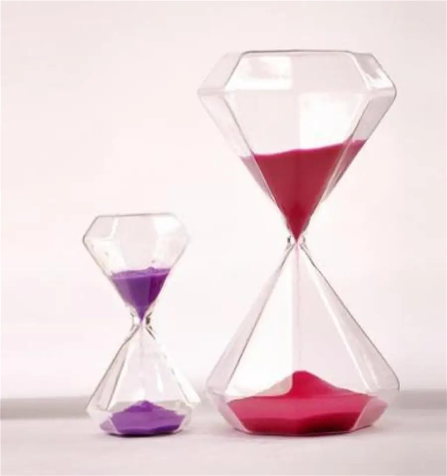 Reloj de Arena con Temporizador (2 Unidades) de Cristal Transparente, diseño Creativo de Diamante, Temporizador de Cuenta Regresiva para el hogar.