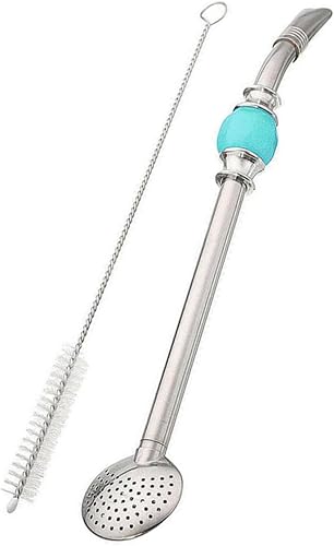 TIDTALEO 2 cucharas de pajita, pajitas de metal con bombilla de metal, reutilizable, cuchara filtrada, pajitas de té, pajitas de filtro para beber