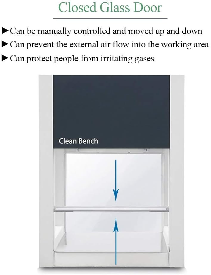 YJINGRUI Horizontal Laminar Flow Hood Air Flow Clean Bench with Double HEPA-Filters for Class 100 / ISO 5 Cleanliness Dust Free Work 110V (25X21.7X33.5'')