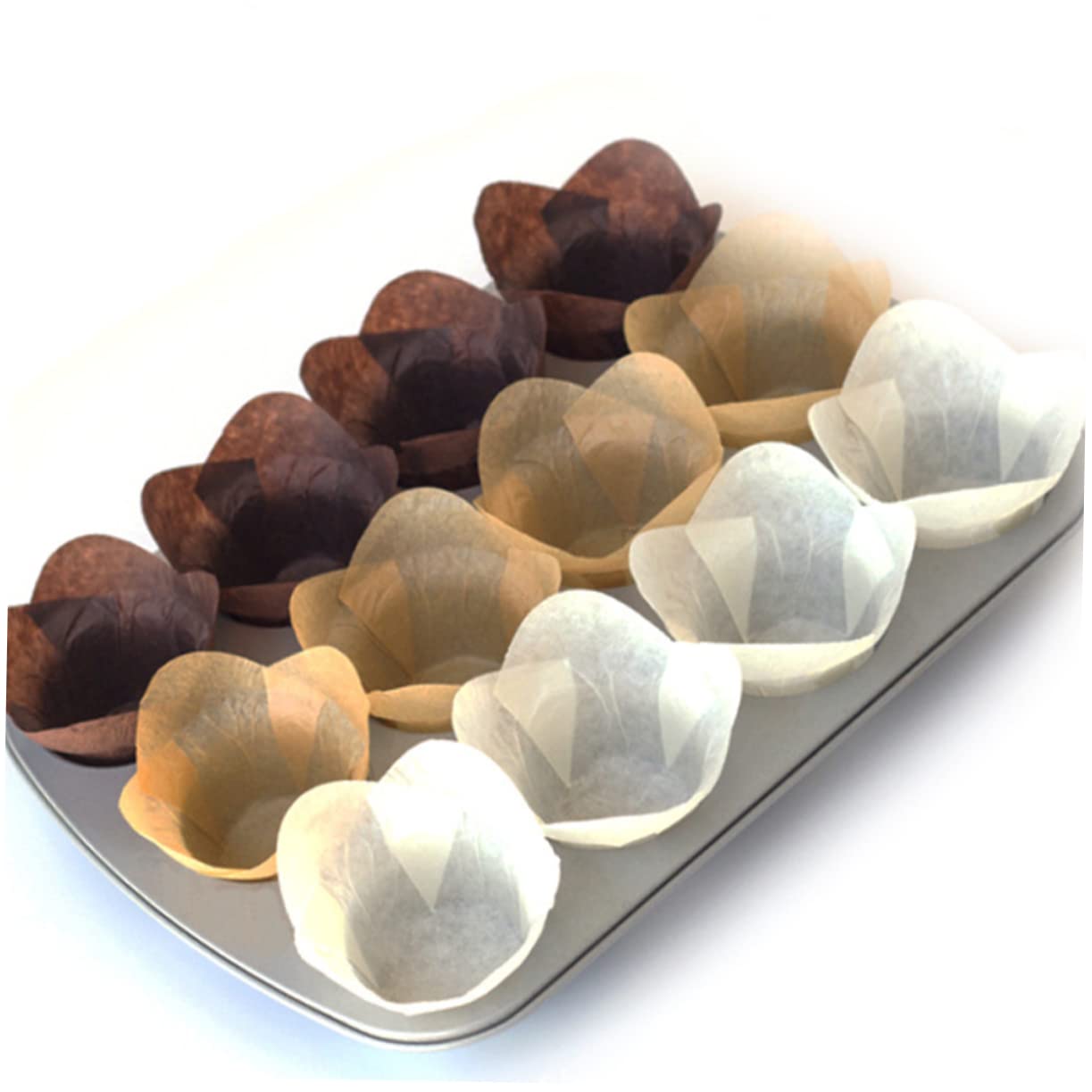 COLLBATH 300stücke Muffin Backförmchen Lotus Stil Papier Muffin Liner Ölbeständige Cupcake Förmchen Für Hochzeiten Partys Lebensmittelechtes Material Standardgröße