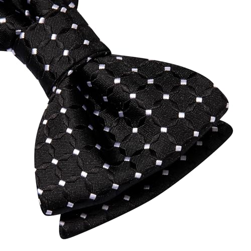 Image of Dubulle Self Tie Bow Ties and Lapel Pin for Men Paisley Solid Mens Bowtie and Handkerchief Cufflinks Set Wedding