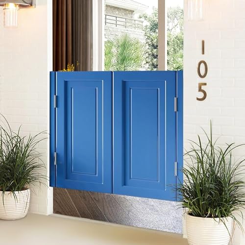 Swinging Doors Cafe Doors,Wood Saloon Swing Doors,Saloon Cafe Doors, Interior Wood Door Swing Door with Metal Hinges, for Kitchen Stairs Bedroom Entrance Partition(Dark Blue,W80xH80cm(31.4x31.4in))