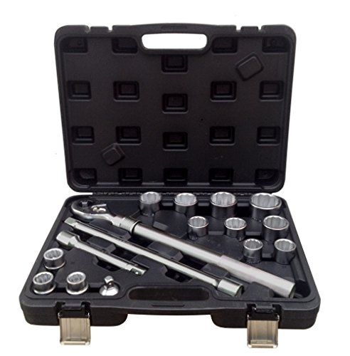 GrecoShop Kit 16 Bussole Poligonali 3/4" in Cromo Vanadio con Cricchetto Telescopico