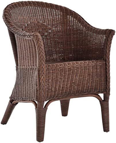 Rattan-Sessel Natur Esszimmersessel Korb-Sessel Rattanmöbel Rattansessel Rattanstuhl mit Armlehnen Lounge Flechtsessel (Braun)