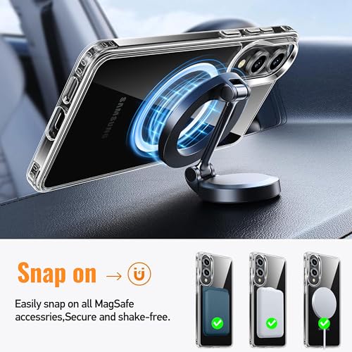 Image of Oterkin Magnetic for Samsung Galaxy S25 Edge Case Clear, S25 Edge Phone Case Compatible with MagSafe, Anti-Yellowing Shockproof Slim Case with Built-in 4 Airbags Military Grade Protection (Clear)