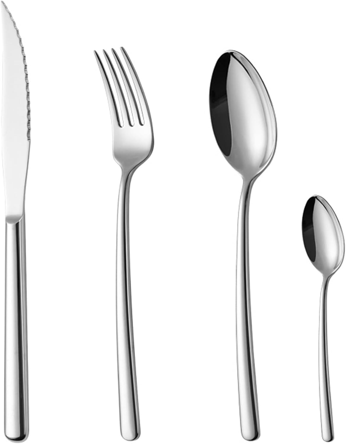 24 Pieces Utensil Sets for 6, Stainless Steel Silverware Set, Luxury Cutlery Sets for Camping, Afternoon tea, Hotel, Dishwasher Safe