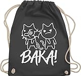 Shirtracer Turnbeutel Rucksack - Anime - Baka! mit Katzen - weiß - Unisize - Dunkelgrau - geschenke für manga fans turnbeutel+anime geschenk+anime cat stoffrucksack sport beutel anime+tasche cats
