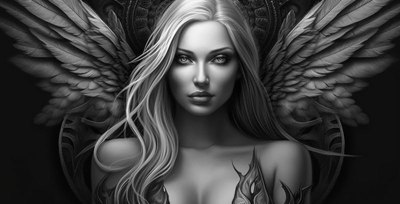 11ct Cross Stitch, Gothic Angel Wing 11 Count Counted Stamped Pre Printed Cross Stitch Embroidery Kits for Adults Starter DIY Embroidery Needlework Kit with Patterns 35×60cm(y-f57)