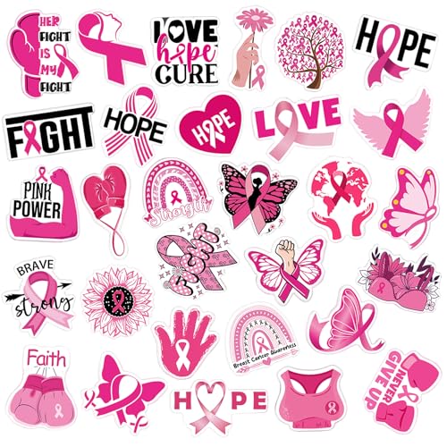 UPINS Breast Cancer Pins, 30 Pcs Acrylic Pink Ribbon Pins Breast Brooch Enamel Badge for Shirt Hat Backpack Decoration Jewelry Gift(30 Styles)