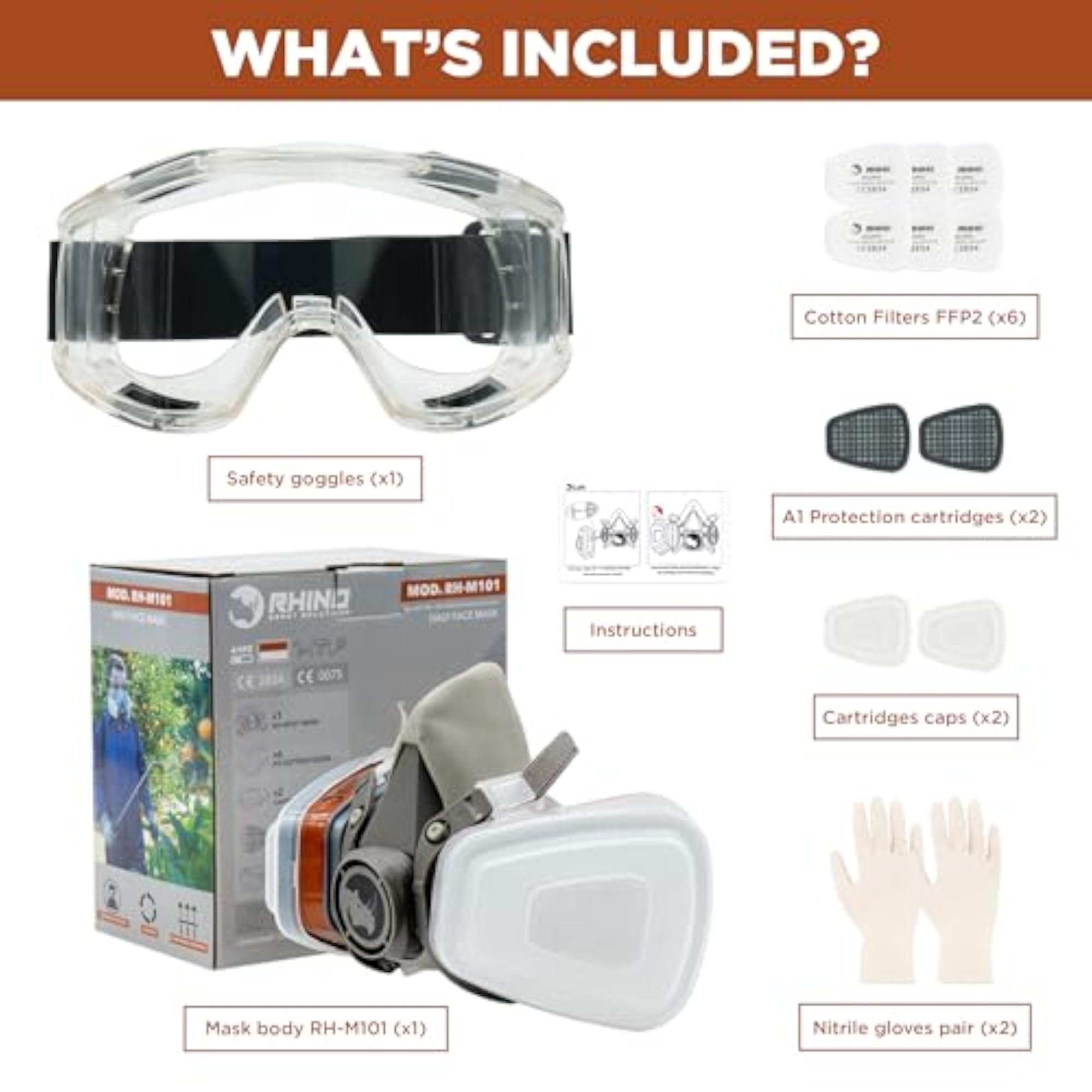 Reusable Dust Cover with Glasses and Filters, Half Face