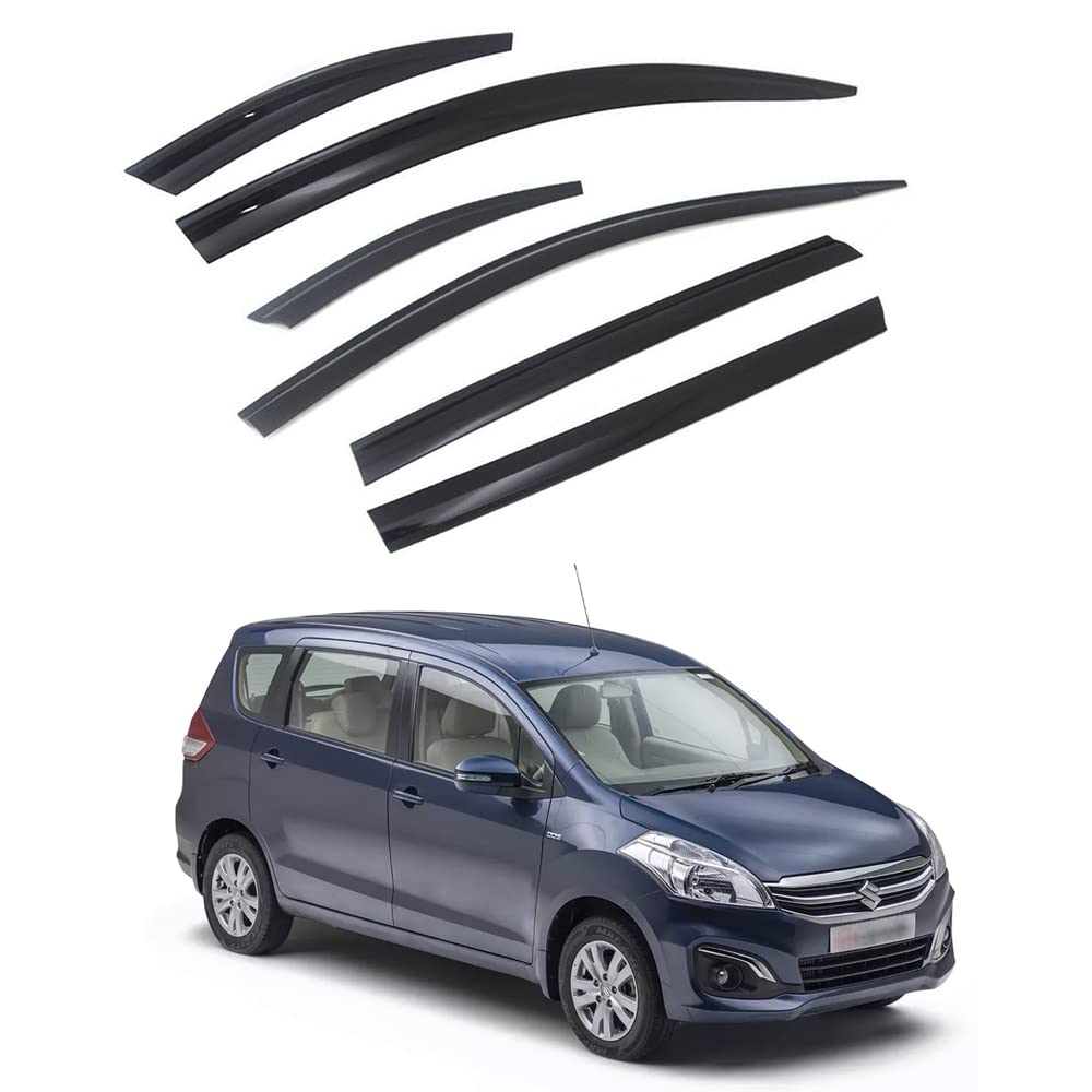 Oshotto Car Rain Wind Door Visor Side Window Deflector Compatible with Maruti Suzuki Ertiga 2012-2018 (Set of 6), Black