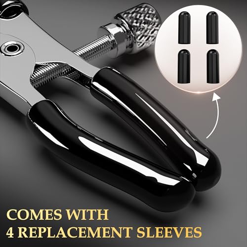 Image of BDSM Nipple Toys 3PCS Adjustable Metal Nipple Clamps with 12 Replacement Rubber Sleeves, Nipple Clips for Women Men Couples, Bondage Breast Stimulation Sex Toys for Adult Fetish Play
