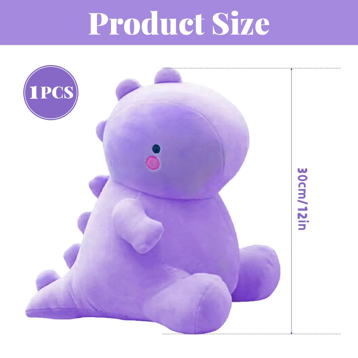 ZOOMPIL Purple Dinosaur Plush Toy, Dinosaurs Stuffed Toy, Kawaii Dinosaur Plush, 30cm Dinosaur Animal Toy - Image 2