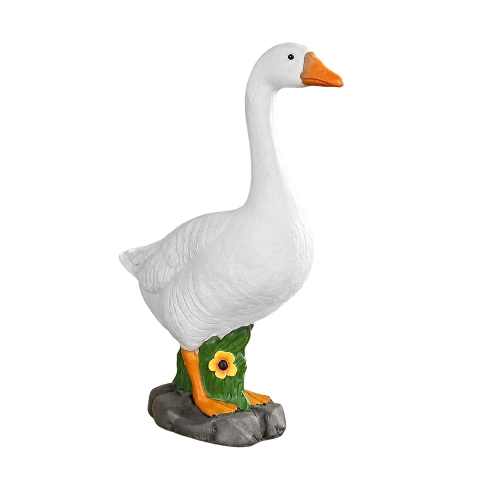 Sculpture d'oie réaliste en résine de 61 cm pour la décoration extérieure du jardin