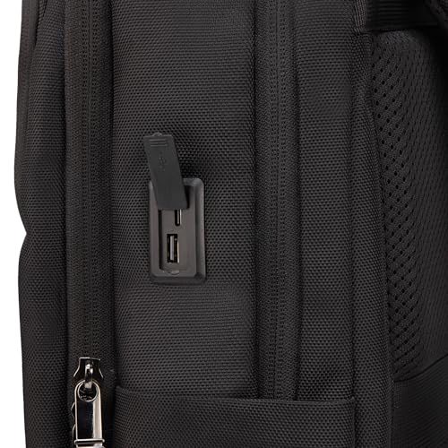 Image of F Gear Kenton Black 19L Premium Laptop Backpack | Fits 17 inch Laptop | USB & Type-C Charging Ports | Lightweight with Tablet Sleeve, 3 Compartments & Luggage Strap | Ideal for Office, College & Travel