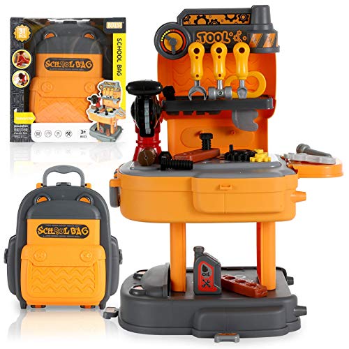 image for Tirafal Toy Tool Bench, Backpack 2 in1 Set for Boys,Toddler Workbench 