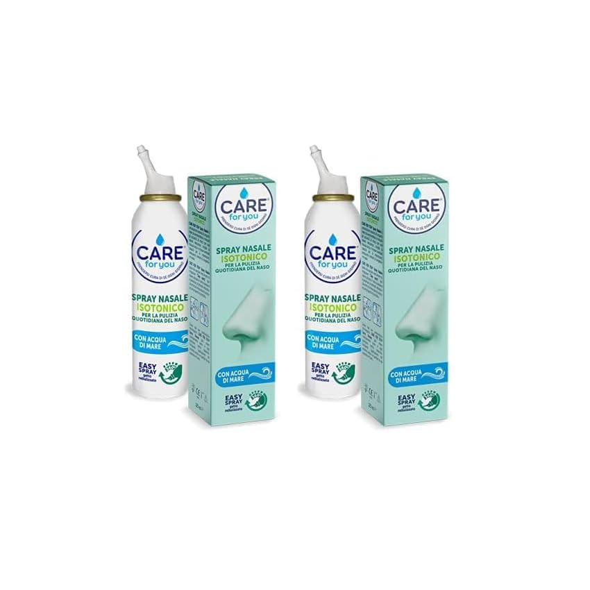 CARE for You, Spray Nasale Isotonico - Spray Lavaggi Nasali Nebulizzato, con Acqua di Mare Ricca di Oligoelementi, per la Pulizia Quotidiana Del Naso, 125 ml (Confezione da 2)