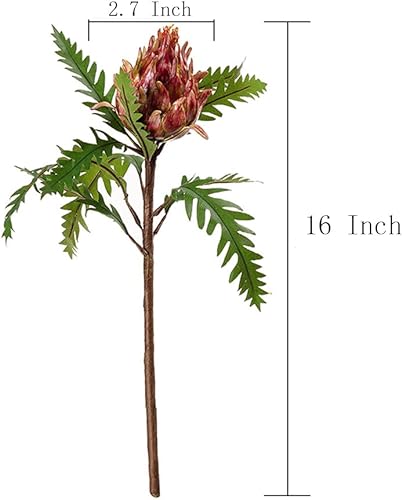 Miniatura 2 de vctops Flores artificiales con hojas y tallo, alcachofa artificial de aspecto real para ramos de boda, baby shower, decoración de fiesta en el