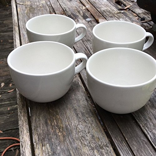 Large Grand Ceramic White Mugs for Cappuccino, Coffee, Latte, Cereal, Ice Cream, Etc.