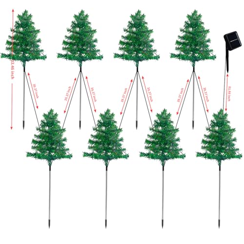 8PCS Solar Christmas Tree for Outdoor Christmas Decorations 8 Lighting Modes Pathway Lights with 160 C6 Multi-Color Lights Waterproof for Outside Garden Yard Lawn House Front Porch Door by Kucicezu - Image 6