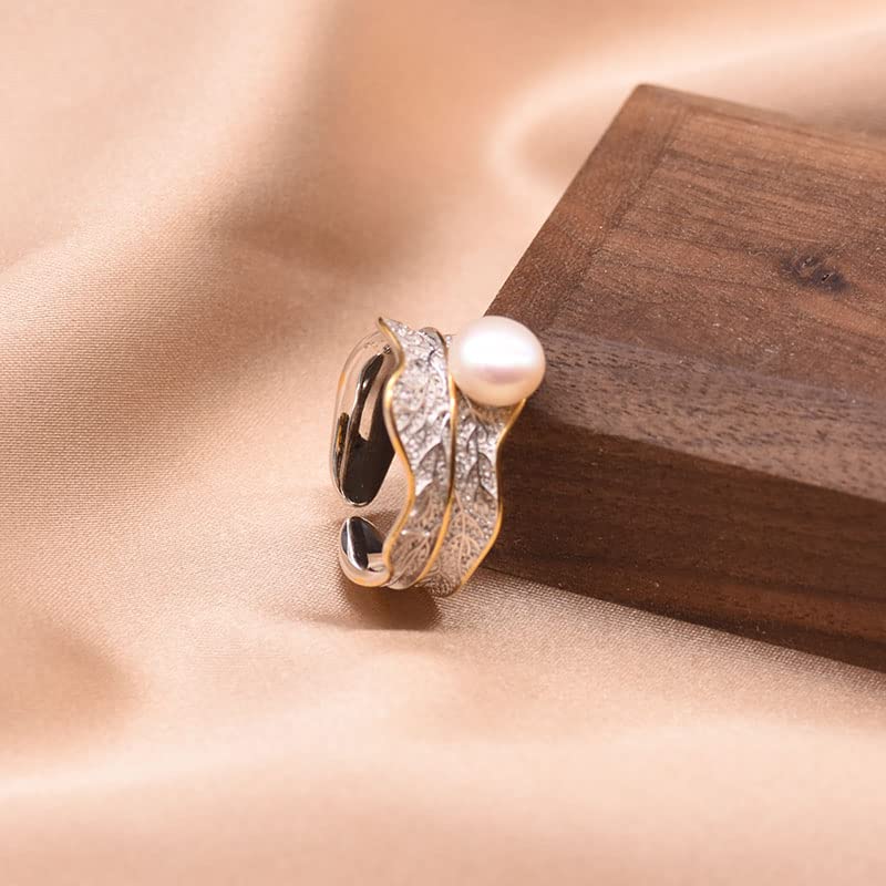Bague feuille perle blanche d'eau douce pour sublimer vos tenues de mariage