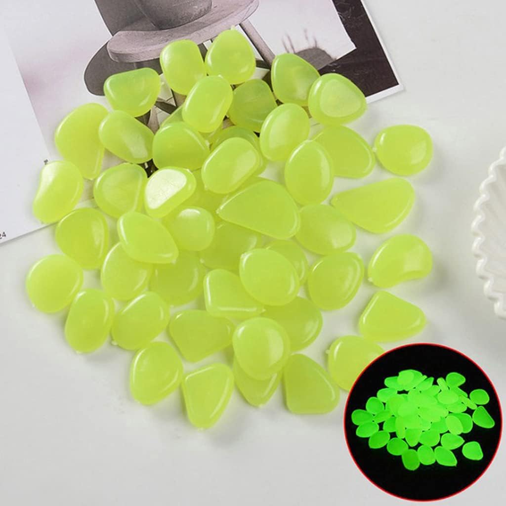 YO-HAPPY Pebbles Rocks, 50 Pcs Chic Style Glow in Dark Pebbles Rocks Garden Pebbles Stone for Walkway Yard DIY Decorative Gravel Stons Fish Tank Aquarium Rocks Backyard Patio Decor