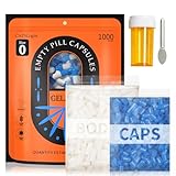 CAPSLogist Size 0 Empty Capsules - 1000 Count Colored Gelatin Capsules - Empty Pill DIY Capsule Filling - Pill Gel Caps Blue/White