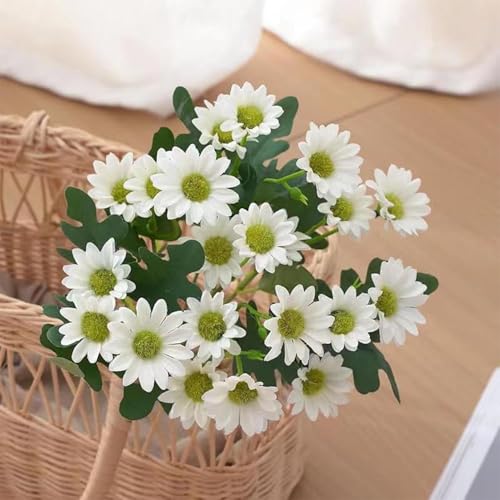 Image of Art Street Artificial White Flowers Bunch |Daisy Flowers for Home | Living Room, Decor |Christmas Day, New Year, 7 Head 21 Flowers| Pack of 2|Size 13 INCH, (Without Vase)