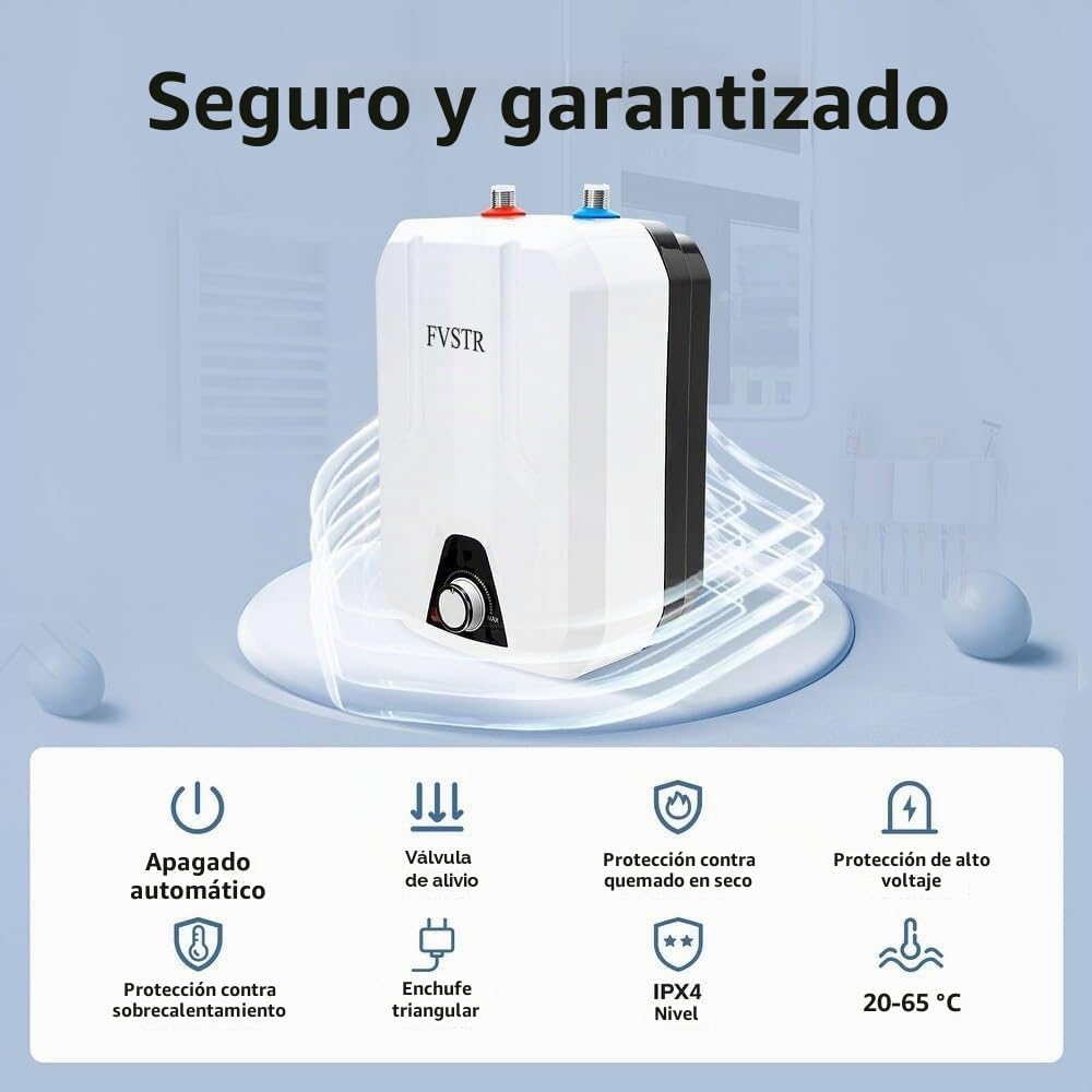 Calentador de agua eléctrico FVSTR-Wisee de 230 V y 2000 W, 8 litros, para encimera pequeña bajo fregadero, RV TR de 2,0 kW, cocina para remolque sin fin, sitio compacto