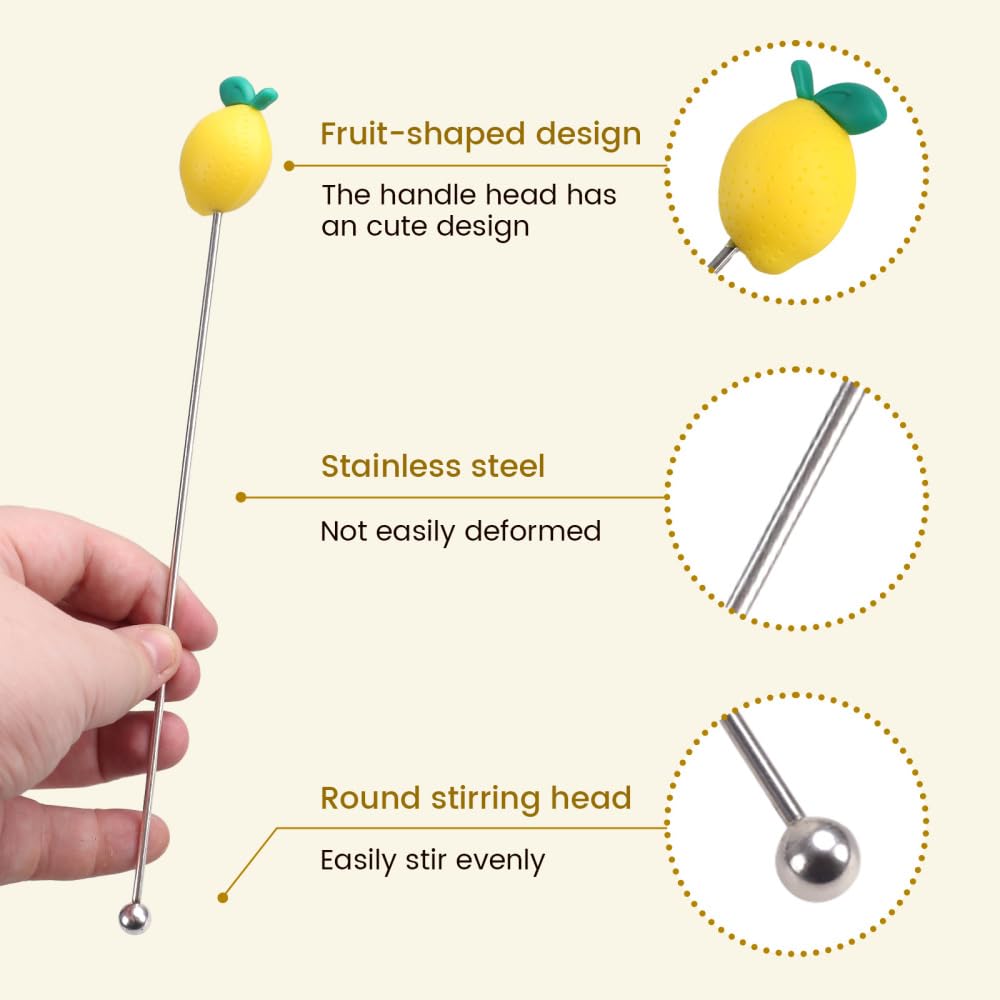 Cocktail Rührer, 6 Stück 19cm Abnehmbarer Edelstahl Obst-Getränkerührer
