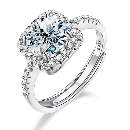 Bague fiançailles argent S925 moissanite éclat diamant D d'exception