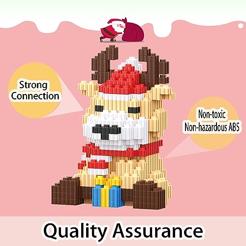 Image of 2023 Building Blocks Christmas Toys Reindeer Micro Blocks Stacking Toy New Toys Holiday Present Box New Year Birthday Gifts for Kids 6-12 Years Old Girls and Boys (Deer)