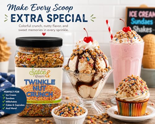 Image of Twinkle Nut Crunch 2.5 lb | Dessert Topping & Decoration for Ice Cream, Sundaes, Cakes, Cupcakes, Milkshakes & Frozen Yogurt | Bulk Resealable Container | Dasher's Spice & Beans