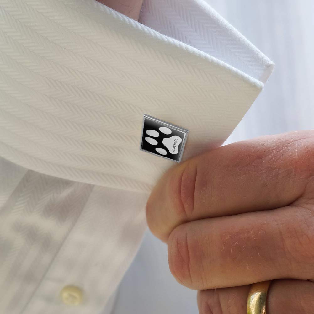 GRAPHICS & MORE Personalized Custom Paw Print 1 Line Square Cufflink Set - Silver or Gold