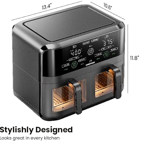 Chefman RJ38-SQPF-3TDB-2W 6 Quart Dual Basket Air Fryer Oven thumb #9