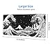Black and White Japanese Waves Sea Dragon Gaming Mouse Pad XL, Extended Large Mouse Mat Desk Pad, Stitched Edges Mousepad, Long Mouse Pad, 31.5 X 11.8 Inch