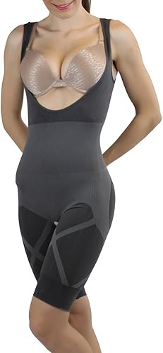 ToBeInStyle Body moldeador de compresión de cuerpo completo para mujer, Faja de cuerpo de busto abierto - Gris
