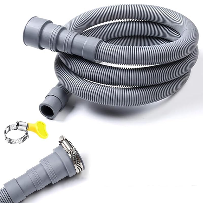 Kit de manguera desagüe universal for lavadora/lavavajillas 3 m/4 m/5 m con tapón fijo y tubo extensión reforzado(Blue 4m)