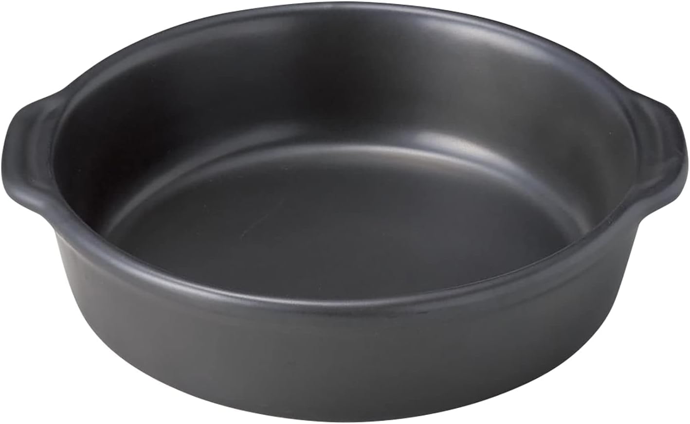 Santo 18597 Banko Ware Oven-Safe Au Gratin Dish, Diameter 8.3 x 6.7 inches (21 x 17 cm), Vertical Bar, Round Shape, Black, Made in Japan