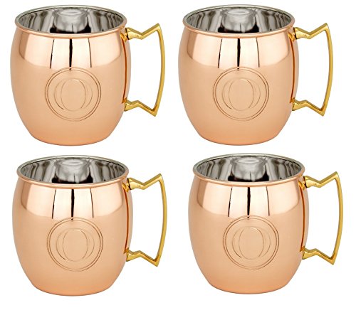 Old Dutch OS428MMO "Monogram O" Solid Moscow Mule Mugs, Set of 4, 16 oz, Copper