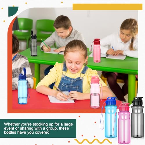 Tioncy 40 Pieces Water Bottles Bulk for Kids 17 oz Plastic Sport Drink Bottles with Handle Strap Lightweight Leakproof Cup for Fitness Gym School Gift(Cute Colors) - Image 6