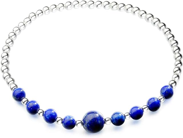 Jewever 7 Chakra Healing Bracelet with Real Stones Sterling Silver Bracelets for Women Crystals and Healing Stones Yoga Meditation Balance Stretch