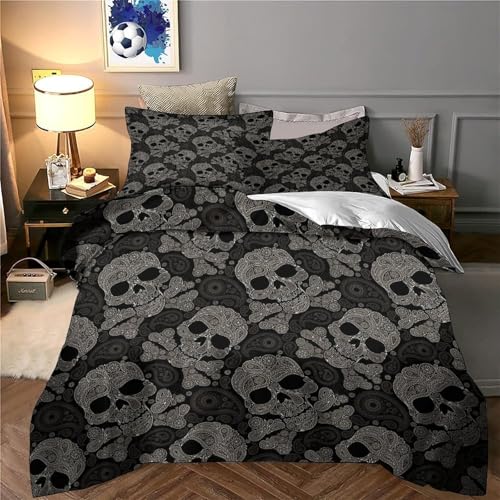 Housse de couette crâne hypoallergique en microfibre douce et zippée - 6