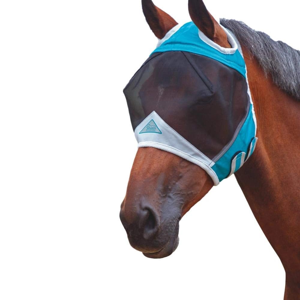 Shires - Masque Anti-Mouches pour Chevaux (X Full) (Bleu Sarcelle)