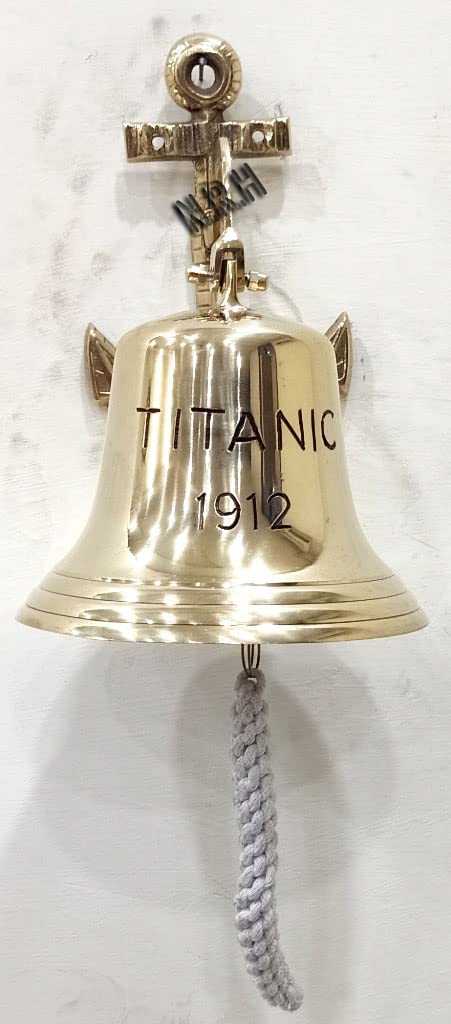 Nautical Wall Mounted TITANIC 1912 Anchor Hanging Bell for wall Decoration (8 inch., Brass)